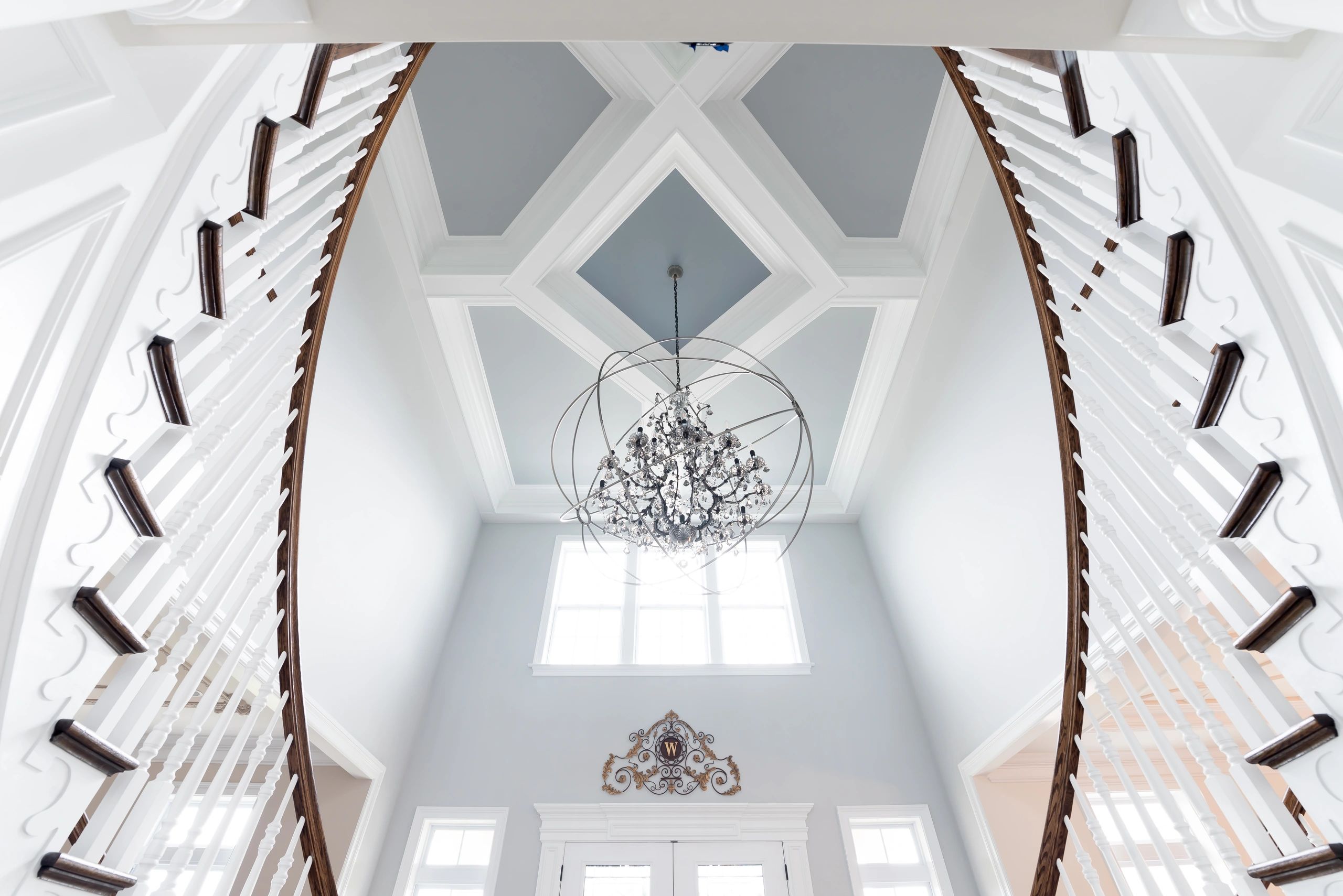 Detailed coffered ceiling millwork