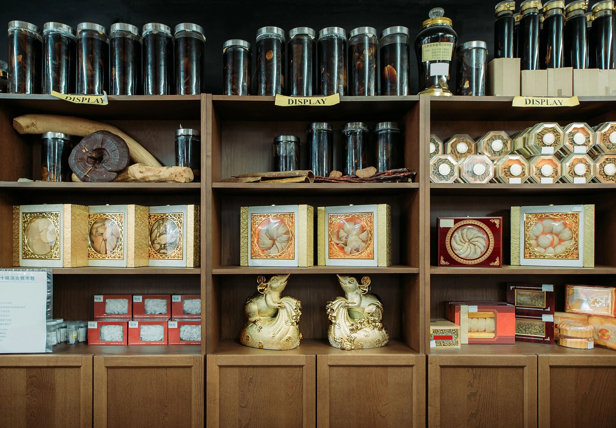 Custom cabinet display with organized products