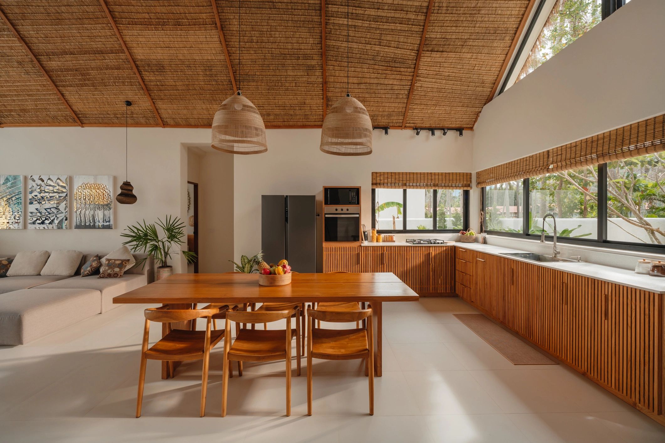 Wood kitchen and dining area